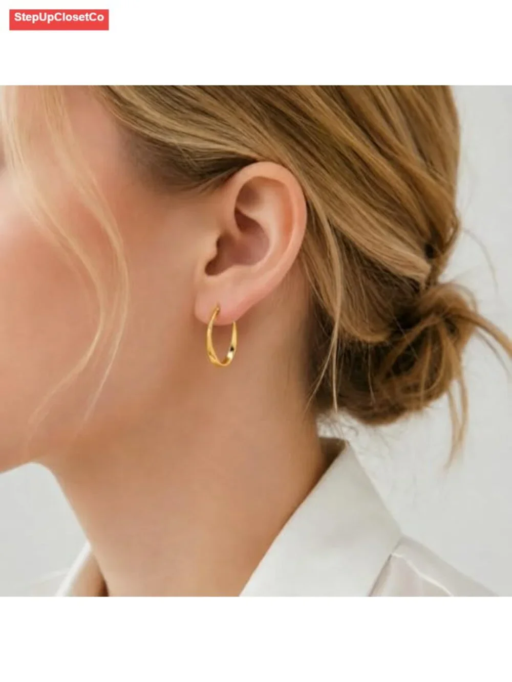 14K Gold Plated Twisted Spiral Hoop Earrings Lightweight Hypoallergenic